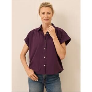 Pact all day 100% organic cotton poplin maroon shirt size medium